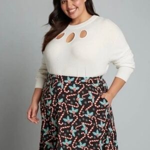 Modcloth Festive Candy Cane A-Line Skirt